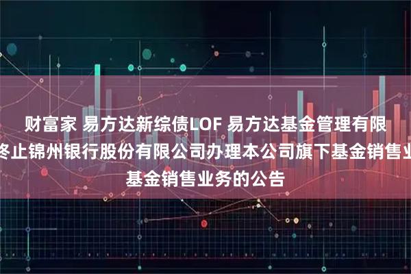 财富家 易方达新综债LOF 易方达基金管理有限公司关于终止锦州银行股份有限公司办理本公司旗下基金销售业务的公告